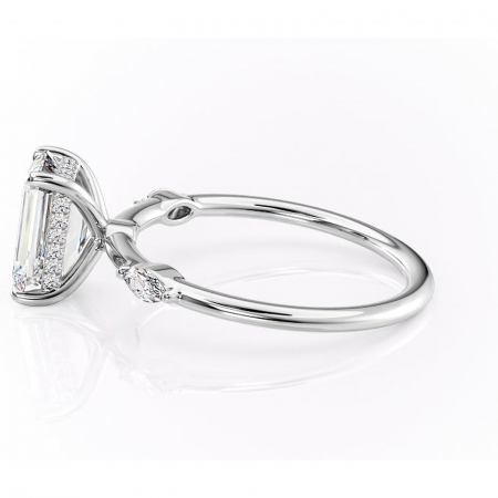 Inel de logodnă Gemina din aur Alb 14kt cu moissanite tăietură smarald – Pietre laterale rafinată pentru profil înalt | Personalizează și configurează gratuit online [5]