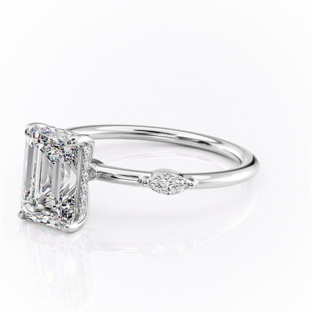 Inel de logodnă Gemina din aur Alb 14kt cu moissanite tăietură smarald – Pietre laterale rafinată pentru profil înalt | Personalizează și configurează gratuit online [6]