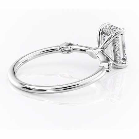 Inel de logodnă Gemina din aur Alb 14kt cu moissanite tăietură smarald – Pietre laterale rafinată pentru profil înalt | Personalizează și configurează gratuit online [2]