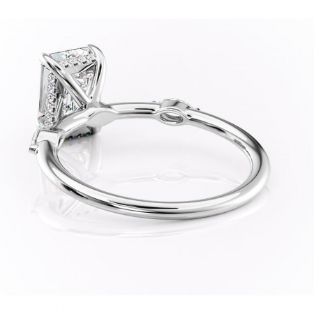 Inel de logodnă Gemina din aur Alb 14kt cu moissanite tăietură smarald – Pietre laterale rafinată pentru profil înalt | Personalizează și configurează gratuit online [3]