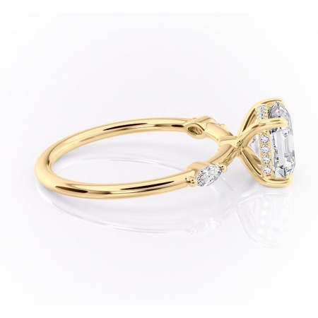 Inel de logodnă Gemina din aur Galben 18kt cu moissanite tăietură asscher – Pietre laterale rafinată pentru profil înalt | Personalizează și configurează gratuit online [1]