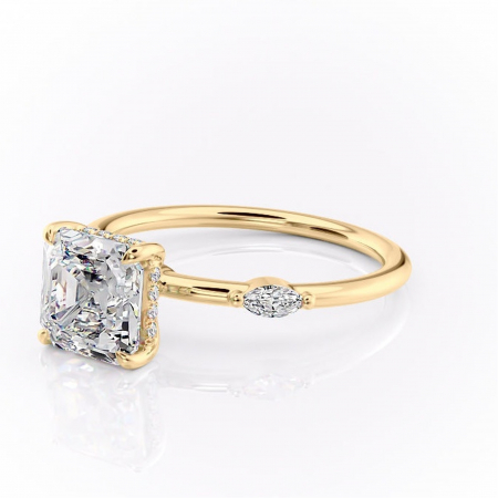 Inel de logodnă Gemina din aur Galben 18kt cu moissanite tăietură asscher – Pietre laterale rafinată pentru profil înalt | Personalizează și configurează gratuit online [6]