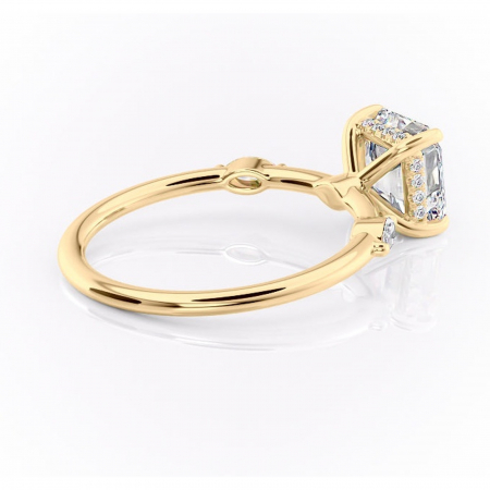 Inel de logodnă Gemina din aur Galben 18kt cu moissanite tăietură asscher – Pietre laterale rafinată pentru profil înalt | Personalizează și configurează gratuit online [2]