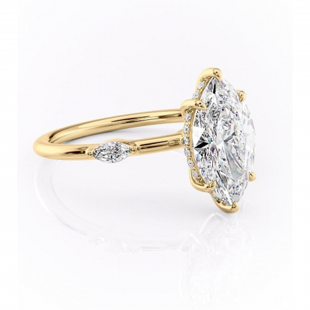 Marquise - Inel de logodnă Gemina din aur Galben 18kt cu moissanite tăietură marquise – Pietre laterale rafinată pentru profil înalt | Personalizează și configurează gratuit online