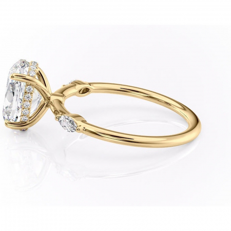 Inel de logodnă Gemina din aur Galben 14kt cu moissanite tăietură ovală – Pietre laterale rafinată pentru profil înalt | Personalizează și configurează gratuit online [5]