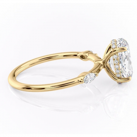 Inel de logodnă Gemina din aur Galben 14kt cu moissanite tăietură ovală – Pietre laterale rafinată pentru profil înalt | Personalizează și configurează gratuit online [1]