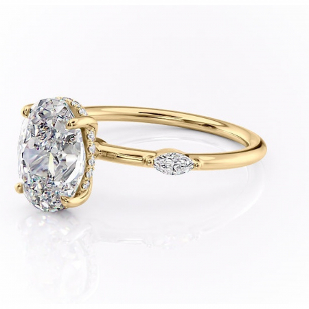 Inel de logodnă Gemina din aur Galben 14kt cu moissanite tăietură ovală – Pietre laterale rafinată pentru profil înalt | Personalizează și configurează gratuit online [6]