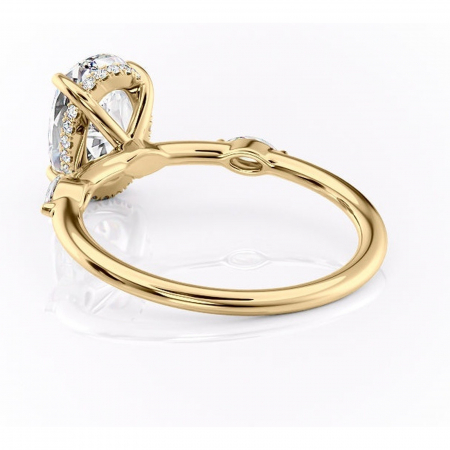 Inel de logodnă Gemina din aur Galben 14kt cu moissanite tăietură ovală – Pietre laterale rafinată pentru profil înalt | Personalizează și configurează gratuit online [3]