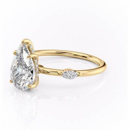 Inel de logodnă Gemina din aur Galben 14kt cu moissanite tăietură pară – Pietre laterale rafinată pentru profil înalt | Personalizează și configurează gratuit online [6]