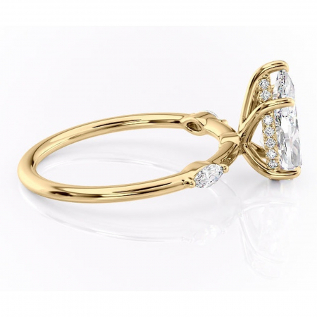 Inel de logodnă Gemina din aur Galben 14kt cu moissanite tăietură pară – Pietre laterale rafinată pentru profil înalt | Personalizează și configurează gratuit online [1]