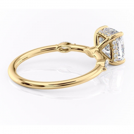 Inel de logodnă Gemina din aur Galben 18kt cu moissanite tăietură pernă – Pietre laterale rafinată pentru profil înalt | Personalizează și configurează gratuit online [2]