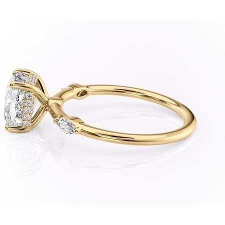 Inel de logodnă Gemina din aur Galben 18kt cu moissanite tăietură pernă – Pietre laterale rafinată pentru profil înalt | Personalizează și configurează gratuit online [5]