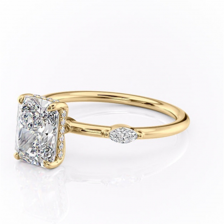 Inel de logodnă Gemina din aur Galben 14kt cu moissanite tăietură radiantă – Pietre laterale rafinată pentru profil înalt | Personalizează și configurează gratuit online [6]