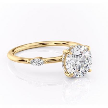 Aur galben - Inel de logodnă Gemina din aur Galben 14kt cu moissanite tăietură rotundă – Pietre laterale rafinată pentru profil înalt | Personalizează și configurează gratuit online