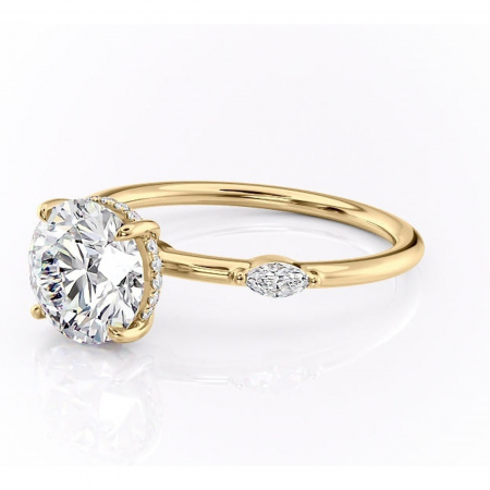Inel de logodnă Gemina din aur Galben 14kt cu moissanite tăietură rotundă – Pietre laterale rafinată pentru profil înalt | Personalizează și configurează gratuit online [6]