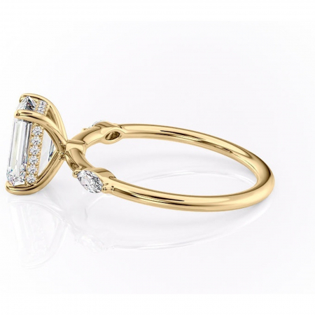 Inel de logodnă Gemina din aur Galben 14kt cu moissanite tăietură smarald – Pietre laterale rafinată pentru profil înalt | Personalizează și configurează gratuit online [5]