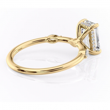 Inel de logodnă Gemina din aur Galben 14kt cu moissanite tăietură smarald – Pietre laterale rafinată pentru profil înalt | Personalizează și configurează gratuit online [2]