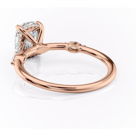 Inel de logodnă Gemina din aur Rose 14kt cu moissanite tăietură asscher – Pietre laterale rafinată pentru profil înalt | Personalizează și configurează gratuit online [3]