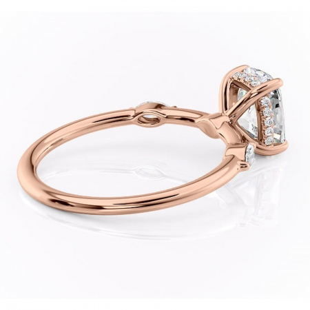 Inel de logodnă Gemina din aur Rose 14kt cu moissanite tăietură asscher – Pietre laterale rafinată pentru profil înalt | Personalizează și configurează gratuit online [2]