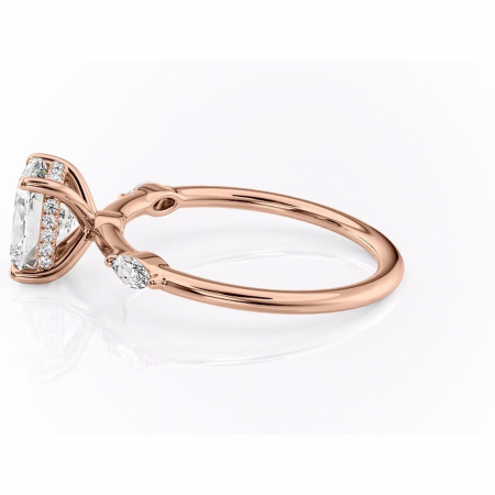 Inel de logodnă Gemina din aur Rose 14kt cu moissanite tăietură asscher – Pietre laterale rafinată pentru profil înalt | Personalizează și configurează gratuit online [5]