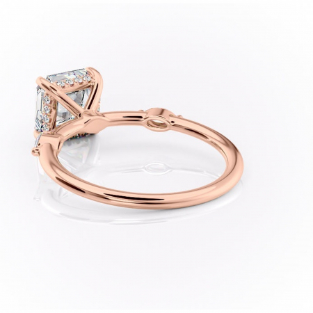 Inel de logodnă Gemina din aur Rose 14kt cu moissanite tăietură asscher – Pietre laterale rafinată pentru profil înalt | Personalizează și configurează gratuit online [3]