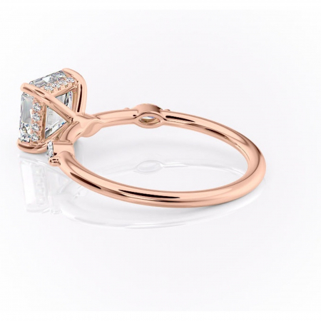 Inel de logodnă Gemina din aur Rose 14kt cu moissanite tăietură asscher – Pietre laterale rafinată pentru profil înalt | Personalizează și configurează gratuit online [4]
