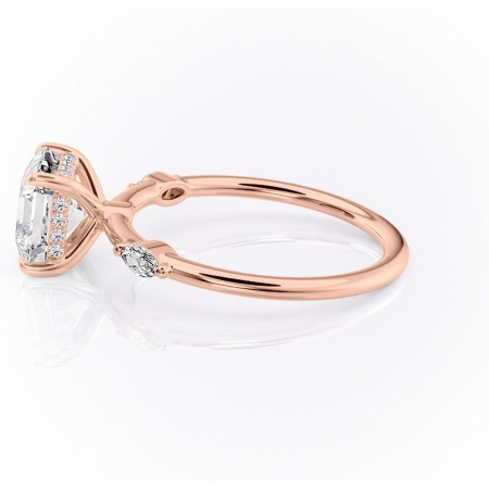 Inel de logodnă Gemina din aur Rose 14kt cu moissanite tăietură asscher – Pietre laterale rafinată pentru profil înalt | Personalizează și configurează gratuit online [5]