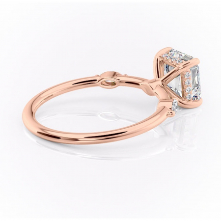 Inel de logodnă Gemina din aur Rose 14kt cu moissanite tăietură asscher – Pietre laterale rafinată pentru profil înalt | Personalizează și configurează gratuit online [2]