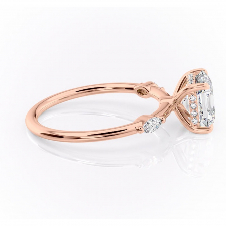 Inel de logodnă Gemina din aur Rose 14kt cu moissanite tăietură asscher – Pietre laterale rafinată pentru profil înalt | Personalizează și configurează gratuit online [1]