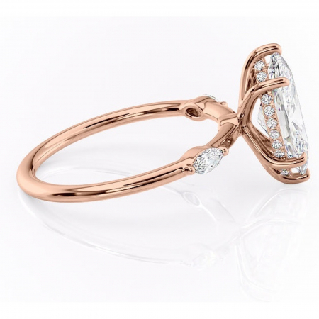 Inel de logodnă Gemina din aur Rose 14kt cu moissanite tăietură marquise – Pietre laterale rafinată pentru profil înalt | Personalizează și configurează gratuit online [1]