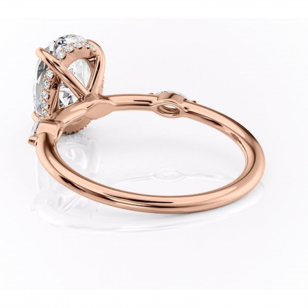Inel de logodnă Gemina din aur Rose 14kt cu moissanite tăietură ovală – Pietre laterale rafinată pentru profil înalt | Personalizează și configurează gratuit online [3]