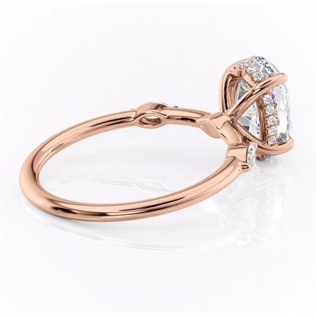 Inel de logodnă Gemina din aur Rose 14kt cu moissanite tăietură ovală – Pietre laterale rafinată pentru profil înalt | Personalizează și configurează gratuit online [2]