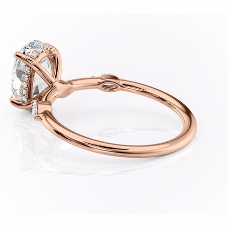 Inel de logodnă Gemina din aur Rose 14kt cu moissanite tăietură ovală – Pietre laterale rafinată pentru profil înalt | Personalizează și configurează gratuit online [4]