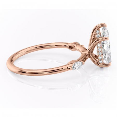 Inel de logodnă Gemina din aur Rose 18kt cu moissanite tăietură pară – Pietre laterale rafinată pentru profil înalt | Personalizează și configurează gratuit online [1]