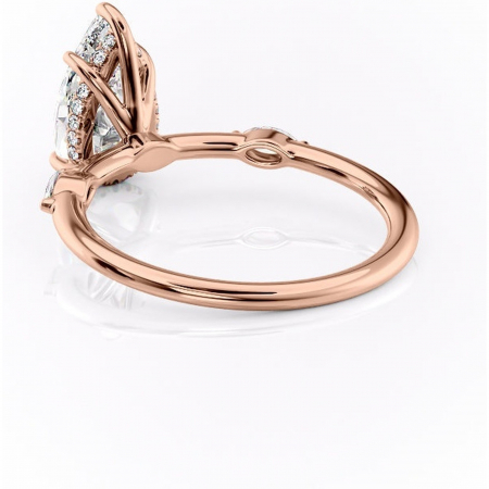 Inel de logodnă Gemina din aur Rose 18kt cu moissanite tăietură pară – Pietre laterale rafinată pentru profil înalt | Personalizează și configurează gratuit online [3]