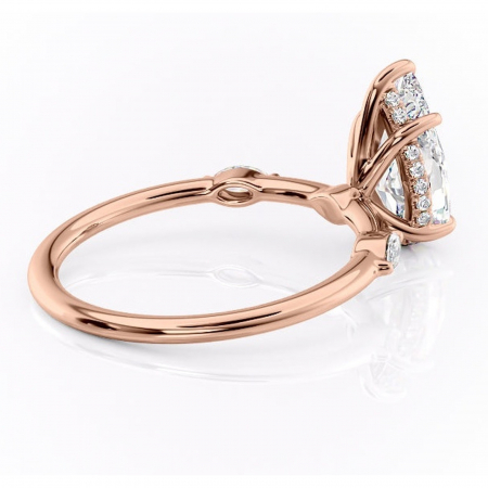 Inel de logodnă Gemina din aur Rose 18kt cu moissanite tăietură pară – Pietre laterale rafinată pentru profil înalt | Personalizează și configurează gratuit online [2]