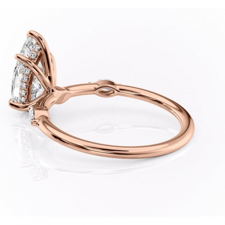 Inel de logodnă Gemina din aur Rose 18kt cu moissanite tăietură pară – Pietre laterale rafinată pentru profil înalt | Personalizează și configurează gratuit online [4]
