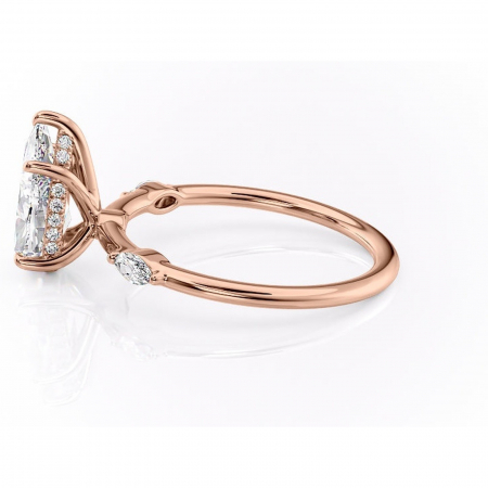 Inel de logodnă Gemina din aur Rose 18kt cu moissanite tăietură pară – Pietre laterale rafinată pentru profil înalt | Personalizează și configurează gratuit online [5]