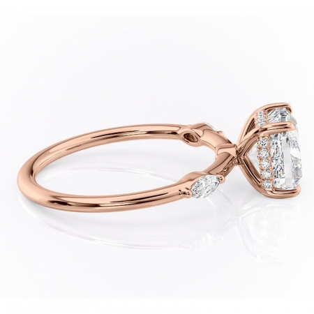 Inel de logodnă Gemina din aur Rose 14kt cu moissanite tăietură pernă – Pietre laterale rafinată pentru profil înalt | Personalizează și configurează gratuit online [1]