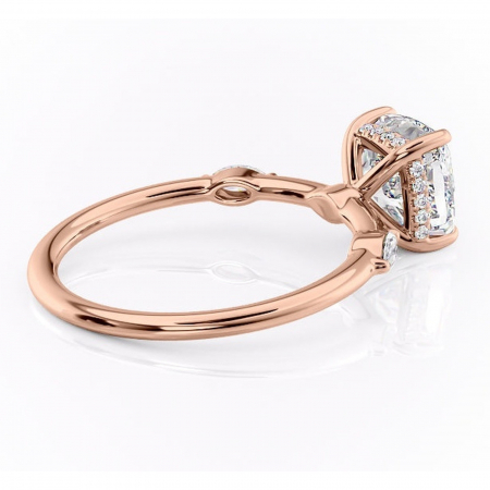 Inel de logodnă Gemina din aur Rose 14kt cu moissanite tăietură pernă – Pietre laterale rafinată pentru profil înalt | Personalizează și configurează gratuit online [2]