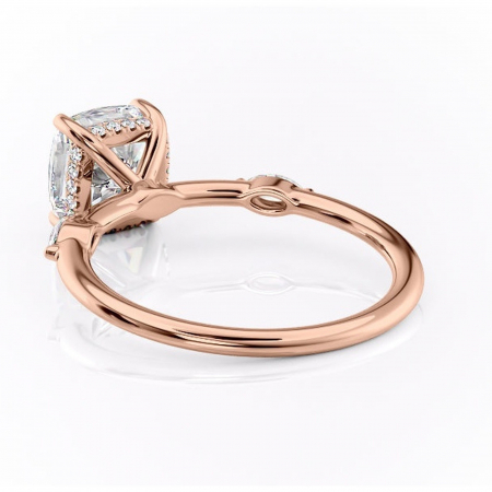Inel de logodnă Gemina din aur Rose 14kt cu moissanite tăietură pernă – Pietre laterale rafinată pentru profil înalt | Personalizează și configurează gratuit online [3]