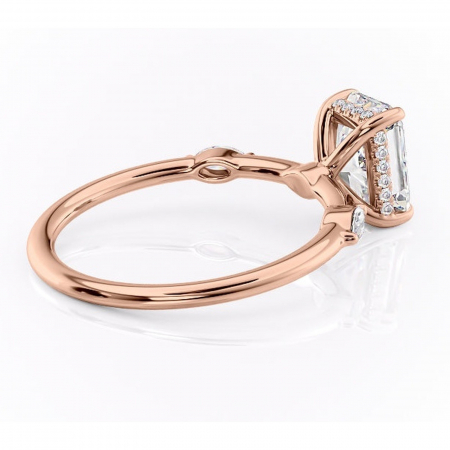 Inel de logodnă Gemina din aur Rose 14kt cu moissanite tăietură radiantă – Pietre laterale rafinată pentru profil înalt | Personalizează și configurează gratuit online [2]