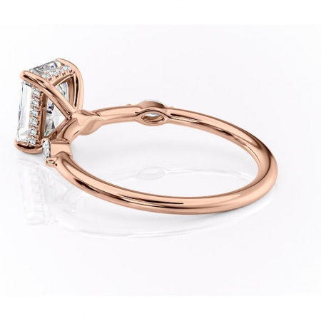 Inel de logodnă Gemina din aur Rose 14kt cu moissanite tăietură radiantă – Pietre laterale rafinată pentru profil înalt | Personalizează și configurează gratuit online [4]