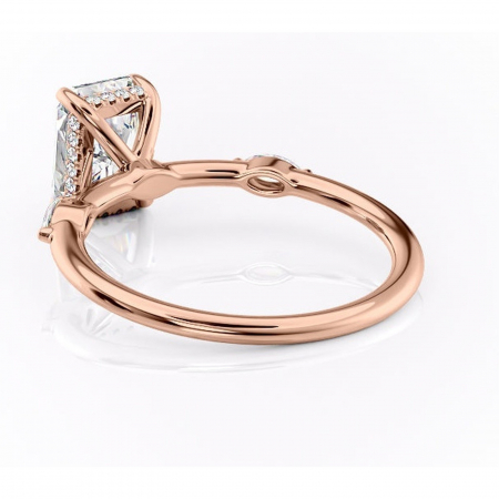 Inel de logodnă Gemina din aur Rose 14kt cu moissanite tăietură radiantă – Pietre laterale rafinată pentru profil înalt | Personalizează și configurează gratuit online [3]