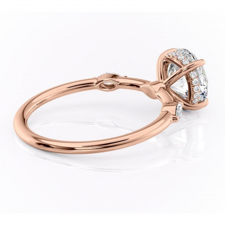 Inel de logodnă Gemina din aur Rose 14kt cu moissanite tăietură rotundă – Pietre laterale rafinată pentru profil înalt | Personalizează și configurează gratuit online [2]
