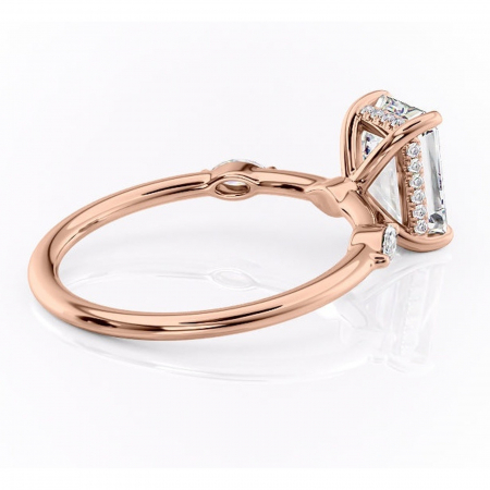 Inel de logodnă Gemina din aur Rose 14kt cu moissanite tăietură smarald – Pietre laterale rafinată pentru profil înalt | Personalizează și configurează gratuit online [2]