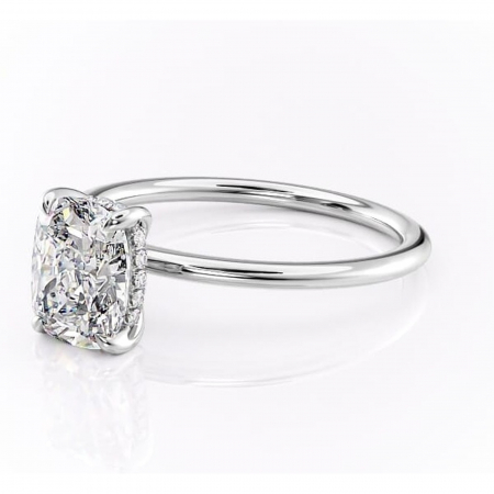 Inel de logodnă Genevieve din aur Alb 14kt cu moissanite tăietură pernă – Solitar rafinată pentru profil înalt | Personalizează și configurează gratuit online [6]