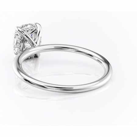 Inel de logodnă Genevieve din aur Alb 14kt cu moissanite tăietură pernă – Solitar rafinată pentru profil înalt | Personalizează și configurează gratuit online [3]