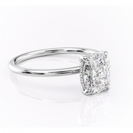 Alege forma Moissanit - Inel de logodnă Genevieve din aur Alb 14kt cu moissanite tăietură pernă – Solitar rafinată pentru profil înalt | Personalizează și configurează gratuit online