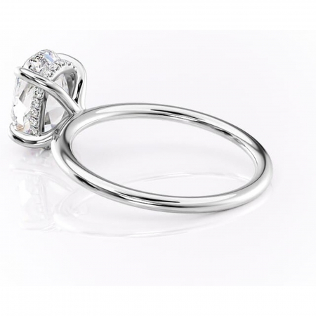 Inel de logodnă Genevieve din aur Alb 14kt cu moissanite tăietură ovală – Solitar rafinată pentru profil înalt | Personalizează și configurează gratuit online [4]